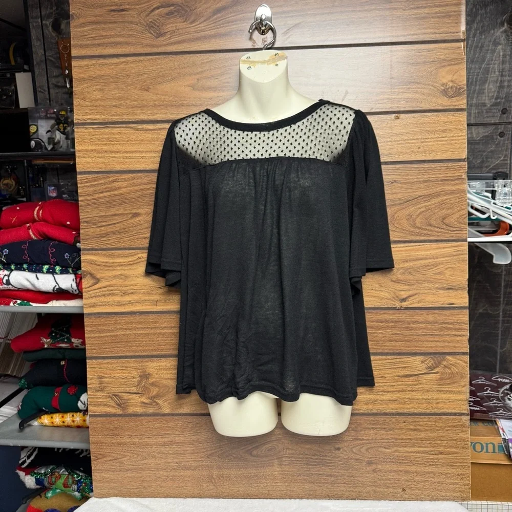 Cato size small Black Women's Top bell sleeves and baby doll style - Picture 10 of 10